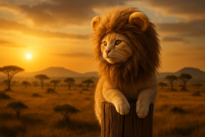 Perruque crinière de lion pour chat – Accessoire cosplay amusant et réaliste