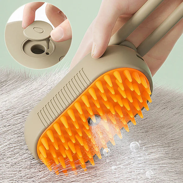 Brosse Vapeur 3-en-1 - Chien & Chat – Massage, Démêlage, Anti-Poils